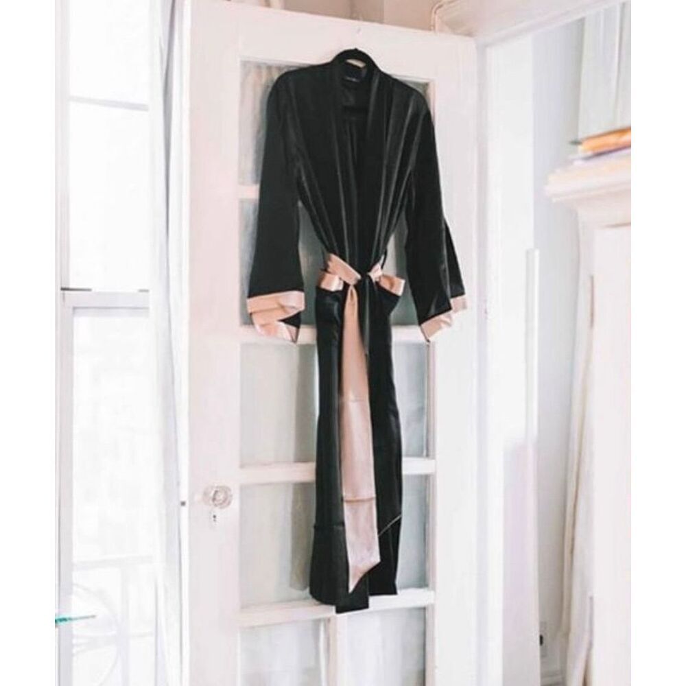 Journelle Silk Veronica Maxi Robe | Medium in Black & Blush
